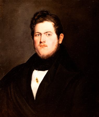 Scuola italiana, secolo XIX - Ritratto di gentiluomo a mezzo busto 