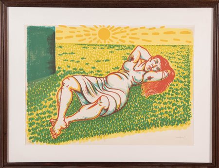 Giuseppe Migneco (Messina 1903 - Milano 1997), “Figura femminile distesa”.