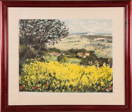 Michele Cascella (Ortona 1892 - Milano 1989), “Paesaggio senese”, 1981.