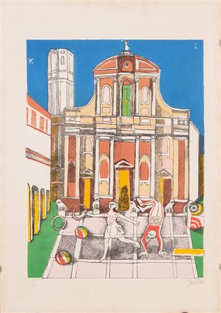 Franco Gentilini (Faenza 1909 - Roma 1981), “Piazza di città”.