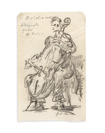 GIORGIO DE CHIRICO (1888-1978) - Il violoncellista (disegnato quasi al buio), inizio anni '60