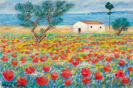 MICHELE CASCELLA (1892-1989) - Paesaggio con papaveri