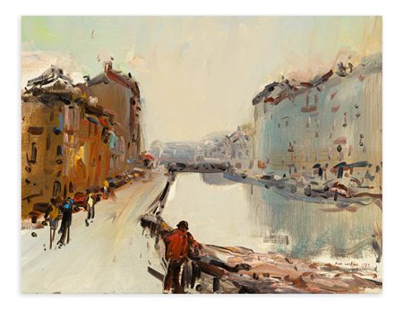 ALDO CORTINA (1921-1988) - Senza Titolo (Naviglio), 1979