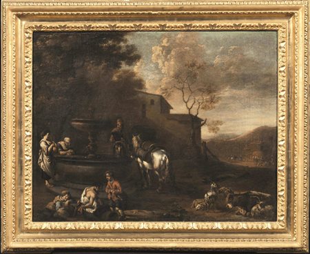 Scuola fiamminga, sec. XVIIVIANDANTI IN SOSTAolio su tela, cm 57,5x75,5&nbsp;