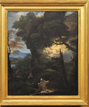 Cerchia di Pierfrancesco Mola, sec. XVIIVISIONE DI SAN BRUNO IN UN...