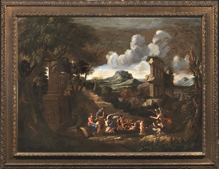 Scuola romana, sec. XVIIRIPOSO DALLA FUGA IN EGITTOolio su tela, cm...