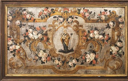 Scuola italiana, sec. XVIIISAN GIUSEPPE CON GESÙ BAMBINO IN CARTIGLIO...