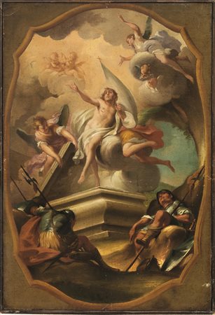 Scuola veneto-emiliana, sec. XVIIIRESURREZIONE DI CRISTO ENTRO CORNICE...