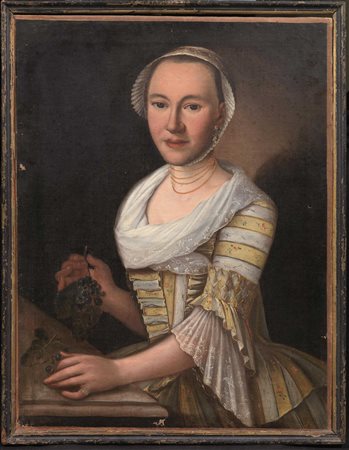 Scuola nordeuropea, sec. XVIIIRITRATTO DI GENTILDONNA CON GRAPPOLO...