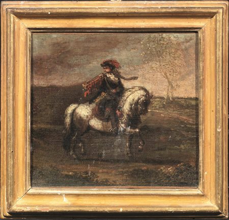 Scuola napoletana, sec. XVIIICAVALIERI IN UN PAESAGGIOcoppia di dipinti ad...