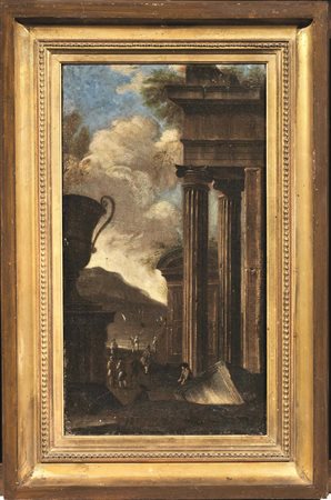 Scuola Italia settentrionale, sec. XVII-XVIIIPAESAGGI CON ROVINE CLASSICHE E...