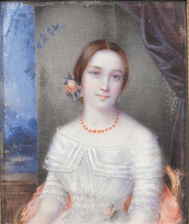 Scuola italiana, inizi sec. XIXRITRATTO DI GIOVANE GENTILDONNAminiatura su...