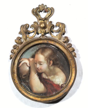 Scuola emiliana, sec. XVIIIMADDALENAminiatura su avorio, diam. cm 7lievi...