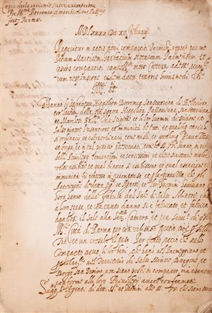 Manoscritti -  Parma-Pallavicini - Documento di esenzione dalla tassa sul sale a favore della contessa Hippolita Borromea Sanseverina di Belgioioso e dei Conti Pallavicini, in Parma e territori limitrofi.