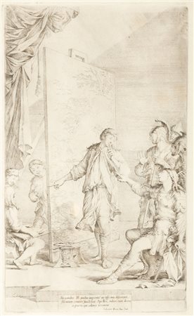 Incisione - Rosa, Salvator - Alessandro Magno nello studio di Apelle