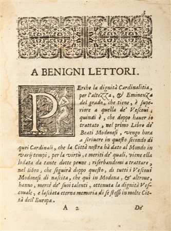 Modena - Religiosi - Vedriani, Lodovico - Vite ed elogii de' Cardinali Modonesi