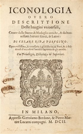 Ripa, Cesare - Iconologia overo descrittione delle imagini vniuersali, cauate dalle statue, & medaglie antiche, & da buonissimi auttori greci, & latini
