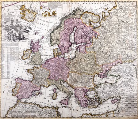 Europa - cartografia - Schenk, Peter - Zurner, Friedrich - Europae in Tabula Geographica delineatio