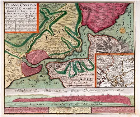 Istanbul - cartografia - Seutter, Matthaeus - Plan de Constantinople de son Port Canal et environs 