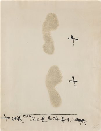Antoni Tapies "Addiciò de Petjades" 1972
incisione e carborundum a colori
cm 78x