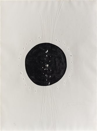Lucio Fontana "Concetto spaziale" 1968incisione con rilievi e foricm 64x48Fir