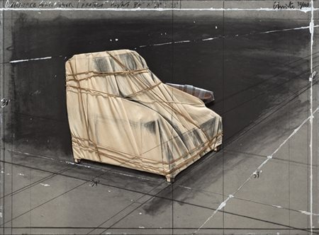 Christo "Wrapped Armchair, project" 1990
litografia e serigrafia con collage di