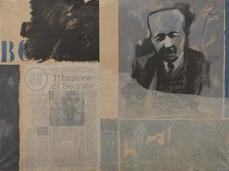 Bruno Di Bello "Ritratto di B.C." 1966
tecnica mista e collage su tela
cm 89x119