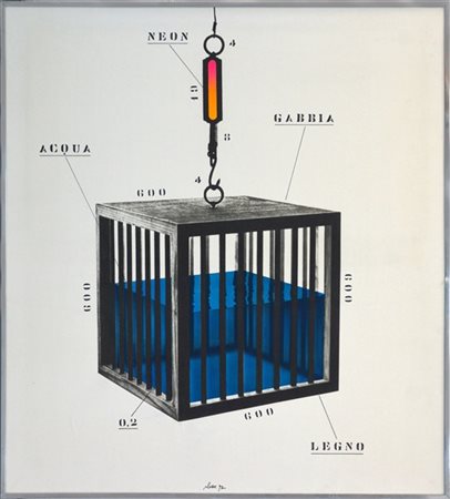 Fabrizio Plessi "Gabbia d'acqua blu" 1972
acrilico e nitro su tela emulsionata
c