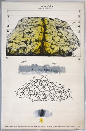 Fabrizio Plessi "Mare - diga di ghiaccio" 1974
tecnica mista su tela emulsionata