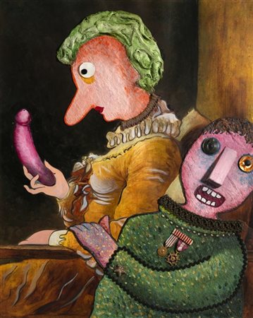 Enrico Baj "Reading girl" 1972
stampa-multipla a colori, modification
foglio cm