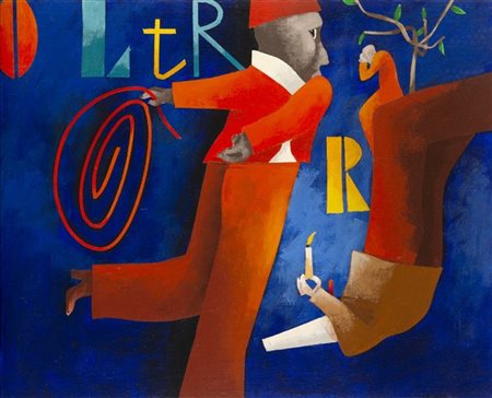 Emilio Tadini "Oltremare" 
acrilico su tela
cm 65x80
Firmato, titolato e dedicat