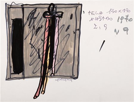 Carol Rama "Senza titolo" 1977-79
pennarello su carta
cm 16,8x22
Firmato al fron