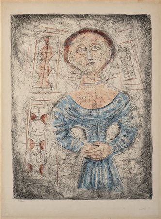 Massimo Campigli "Femme en bleu" 1959
litografia a colori
cm 76x56
Firmata e num