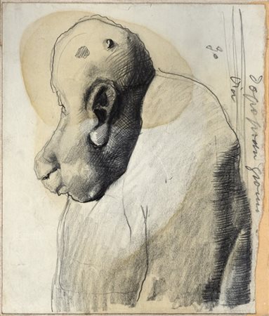 Mario Sironi "Busto di figura grottesca" 1947 circa
tecnica mista su carta intel