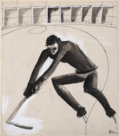 Mario Sironi "Hockey" 1924 circa
tempera e matita su carta
cm 25,2x22,4
probabil