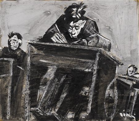 Mario Sironi "Tavola originale dell'illustrazione della novella "Sprechen sie de