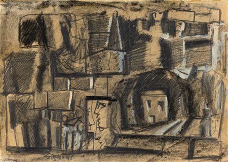 Mario Sironi "Composizione" 1954 circa
tempera e tecnica mista su carta
cm 16,7x