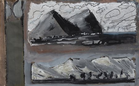 Mario Sironi "Composizione con montagne e alberi" 1952 circa
tempera e tecnica m