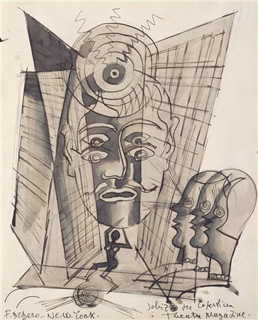 Fortunato Depero "Schizzo per copertina "Theatre Magazine"" 1929 circa
matita e