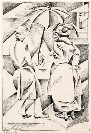 Rudolf Bauer "Sapperlolo" 
inchiostro su carta
cm 41x28,5
Firmato in basso a sin