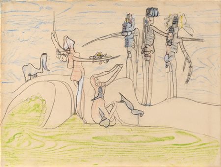 Roberto Matta "Dessin préparatoire pour la toile le "Seuil de Venus"" 1965
paste