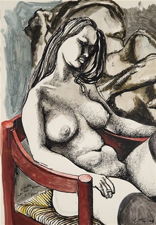 Renato Guttuso "Senza titolo" 1971
tecnica mista su cartoncino
cm 59,5x41
Firmat