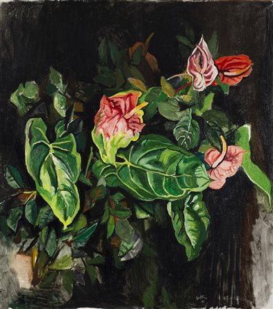 Renato Guttuso "Anthurium" 1965
olio su tela
cm 95x85
Firmato e datato 65 in bas