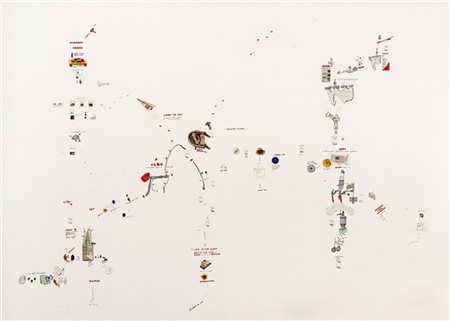 Gianfranco Baruchello "Look in thy glass" 1967collage e smalto su cartacm 72x1