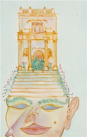 Luigi Ontani "Amor et dolori sacrum pinocchione" 1986
acquerello su carta
cm 49x