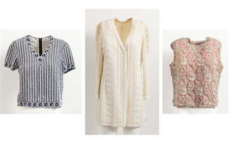 ANONIMO Lotto composto da tre capi sartoriali interamente lavorati e decorati...