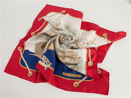 HÈRMES by Pierre Peron Foulard in seta. Cm 89,5x88,5.