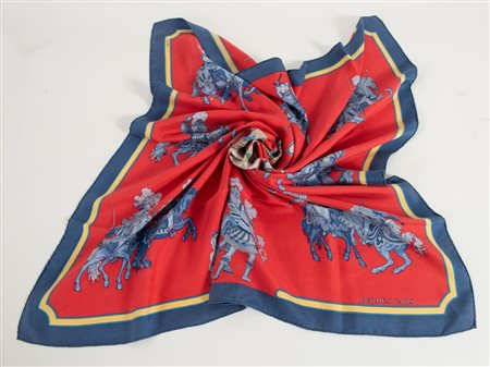 HERMÈS Foulard Carrousel by Christiane Vauzelles, 1984. Cm 86x89. Firmato...