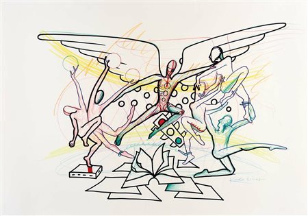 Mark Kostabi, "Indagine angelica", 2011