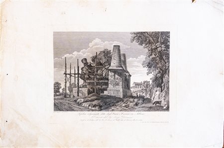 Lotto di 12 stampe con vedute di Roma di Gaetano Cottafavi